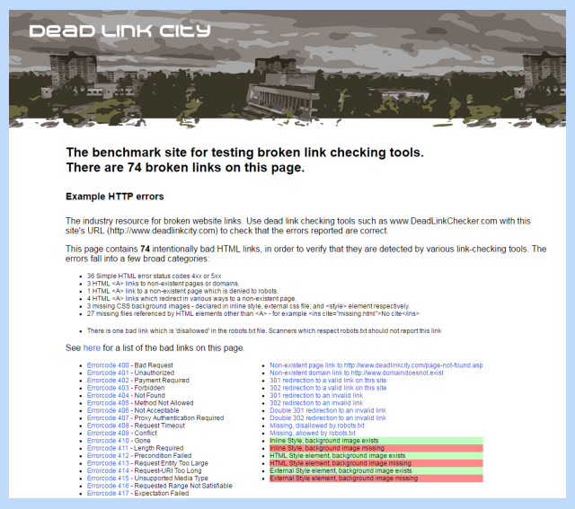 DeadLinkCity homepage